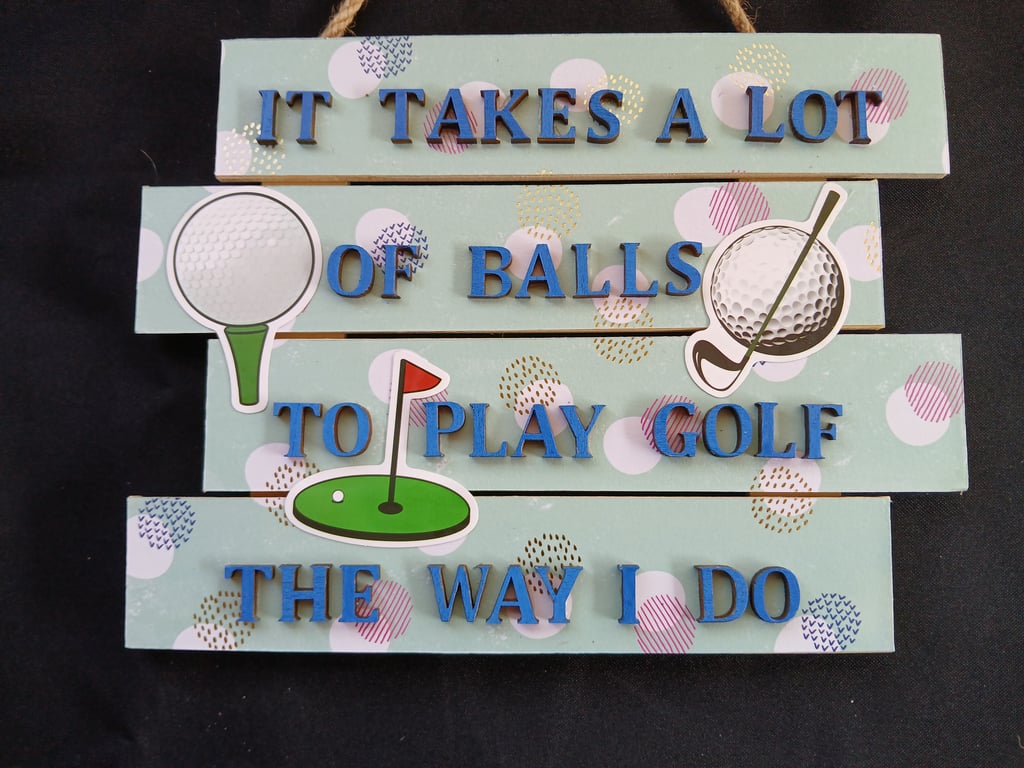 Golf themed hanging wooden sign 