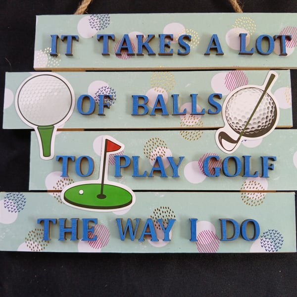 Golf themed hanging wooden sign 