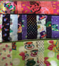 100% Cotton Patchwork Pouches, lined with Zips. Lots of colours, designs & sizes