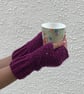 FINGERLESS MITTS , gloves '  Valley Tweed '. Merino Wool blend. Purple . - Image 6