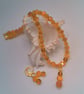 Sparkly Topaz and Amber Coloured Glass Bead Necklace and Earrings Set - Image 1
