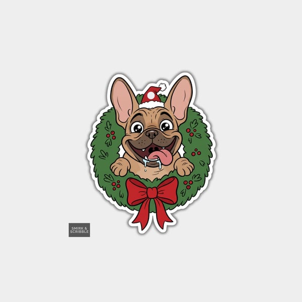 Unique Funny Christmas Gift Tags For Adults, 6pk - Cheeky Dog & Wreath