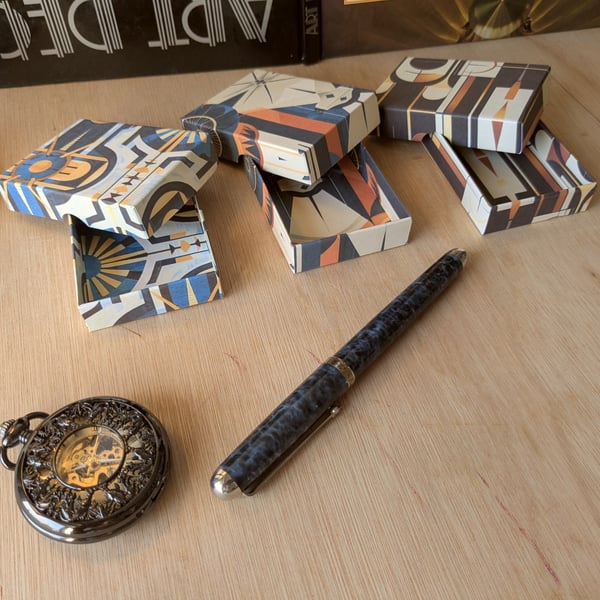 A three-box set of ultra-thin, Art Deco style giftboxes for earrings