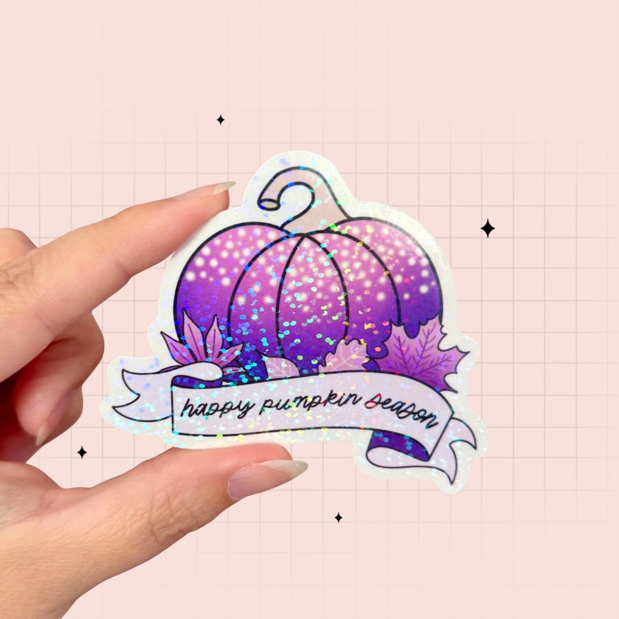 Happy Pumpkin Season Die Cut Sticker, Autumn Sticker.