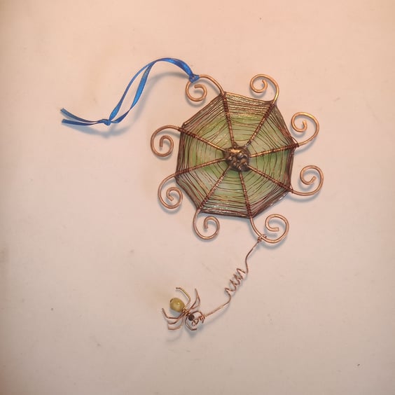 Spider Web Stained Glass   Sun Catcher Hanging Decoration