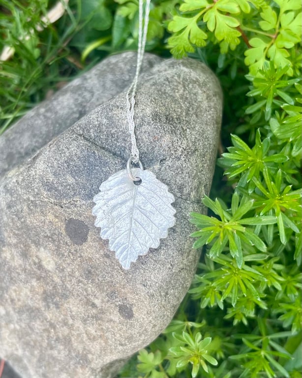 Handmade Fine Silver Leaf Necklace Pendant & Chain - Summer Seconds