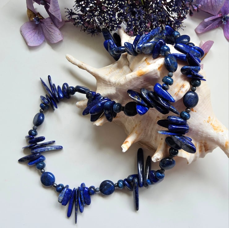 Large Lapis Lazuli and Reconstituted Turquoise Pendant Sterling Silver Flower Large Lapis Lazuli and Reconstituted Turquoise Pendant Sterling Silver Flower
