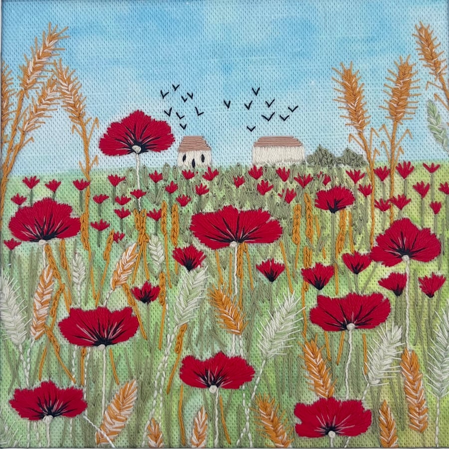 Poppy Fields Hand Embroidery Kit