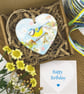 Bluetit with Cherry Blossom Heart - Keepsake Gift & Hanging Decoration - Image 1