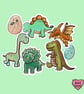 Hand drawn Dinosaur sticker set - Image 5