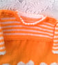Hand Knitted Tangerine Dress with White Heart Decoration, Baby Girl's Dress - Image 4