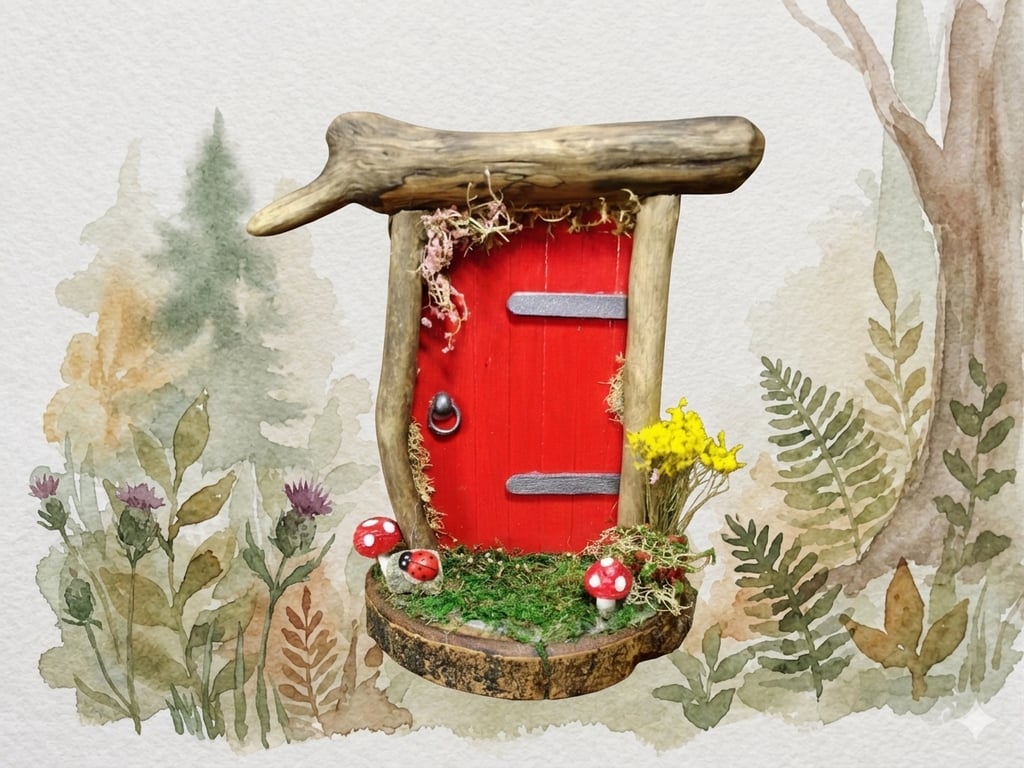 Handcrafted driftwood fairy door.