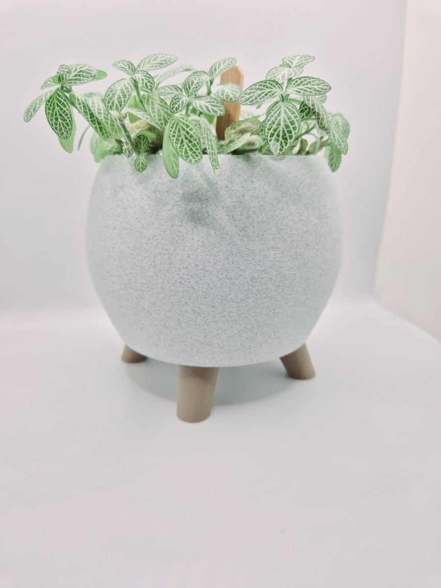 Luna Pod Planter with Legs in mint marble, Modern Desk Plant Pot
