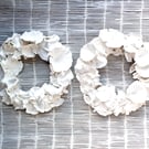 Contemporary, Minimalist, Simple Dried Plant, Pair of Wreath Rings in White 