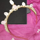 Love Quartz Crystal and Beaded Wired Goddess Crown Tiara
