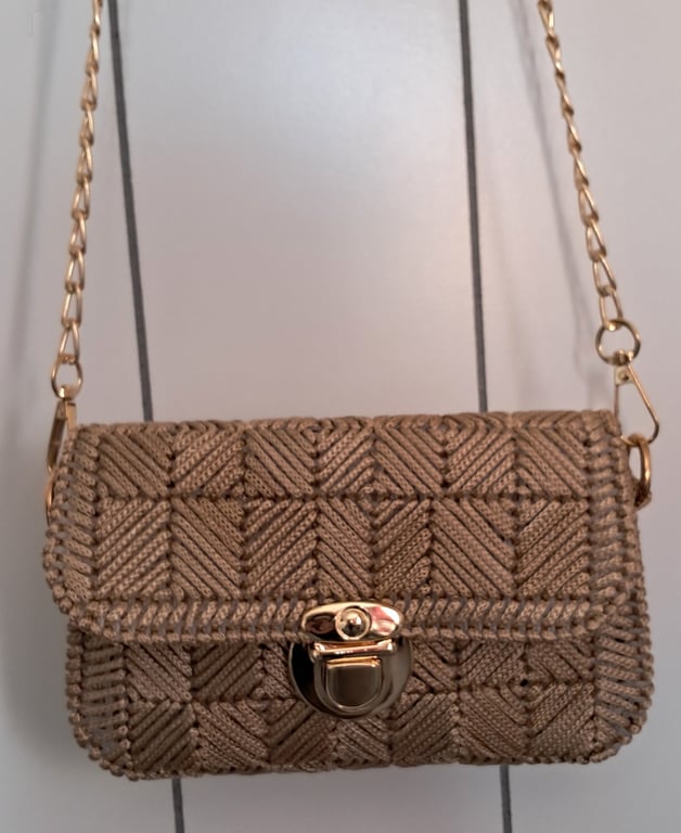 Small Gold Handmade Crocheted Handbag