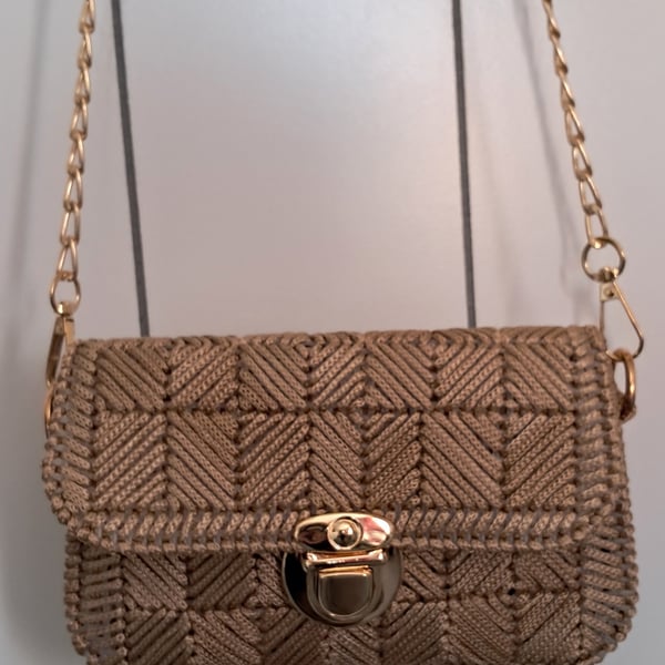 Small Gold Handmade Crocheted Handbag