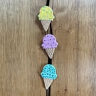 Handmade Ceramic Mini Ice Cream Cone brooch, Hand Made Badge