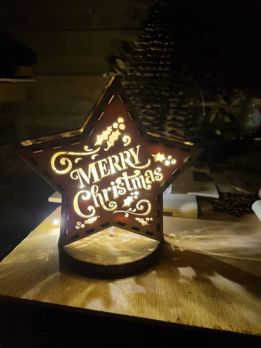 Star Wooden Christmas Lamp