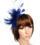 Dark blue fascinator with feathers