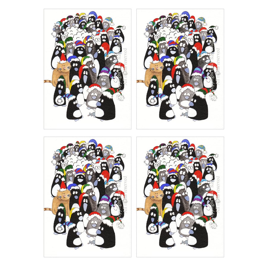 Pack of 4 Penguin Cards A5