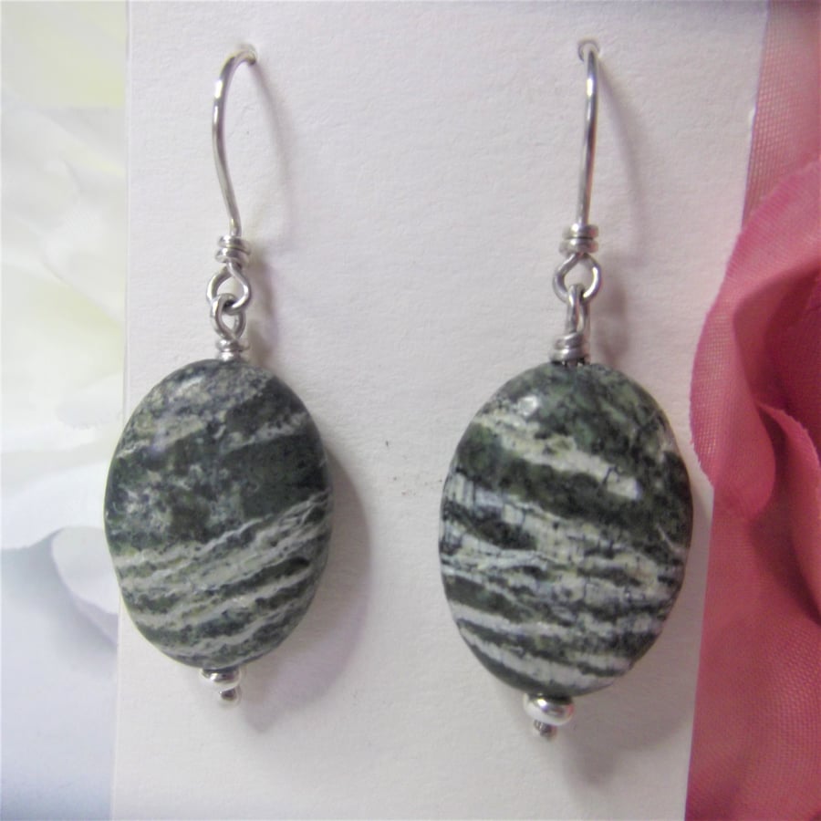 Green zebra jasper earrings
