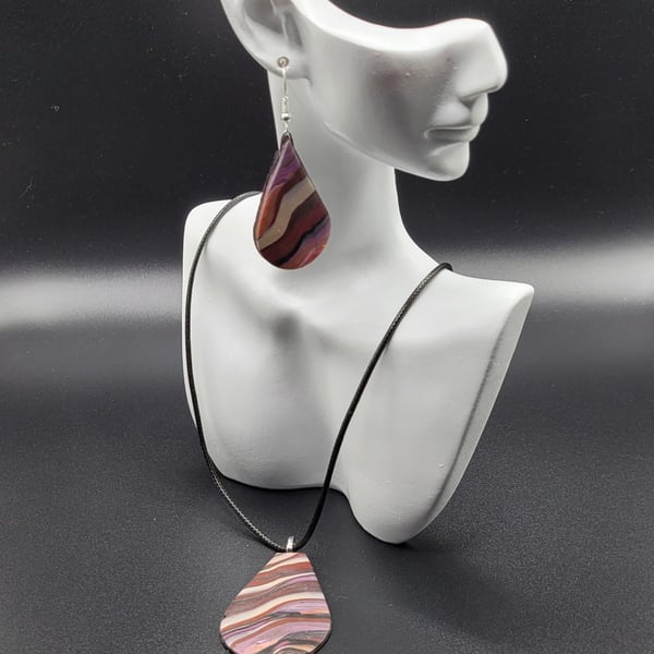 Polymer clay necklace and earrings gift set - handmade costume jewellery