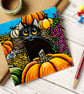 Black Cat, Mouse and Pumpkins Postcard - Image 2