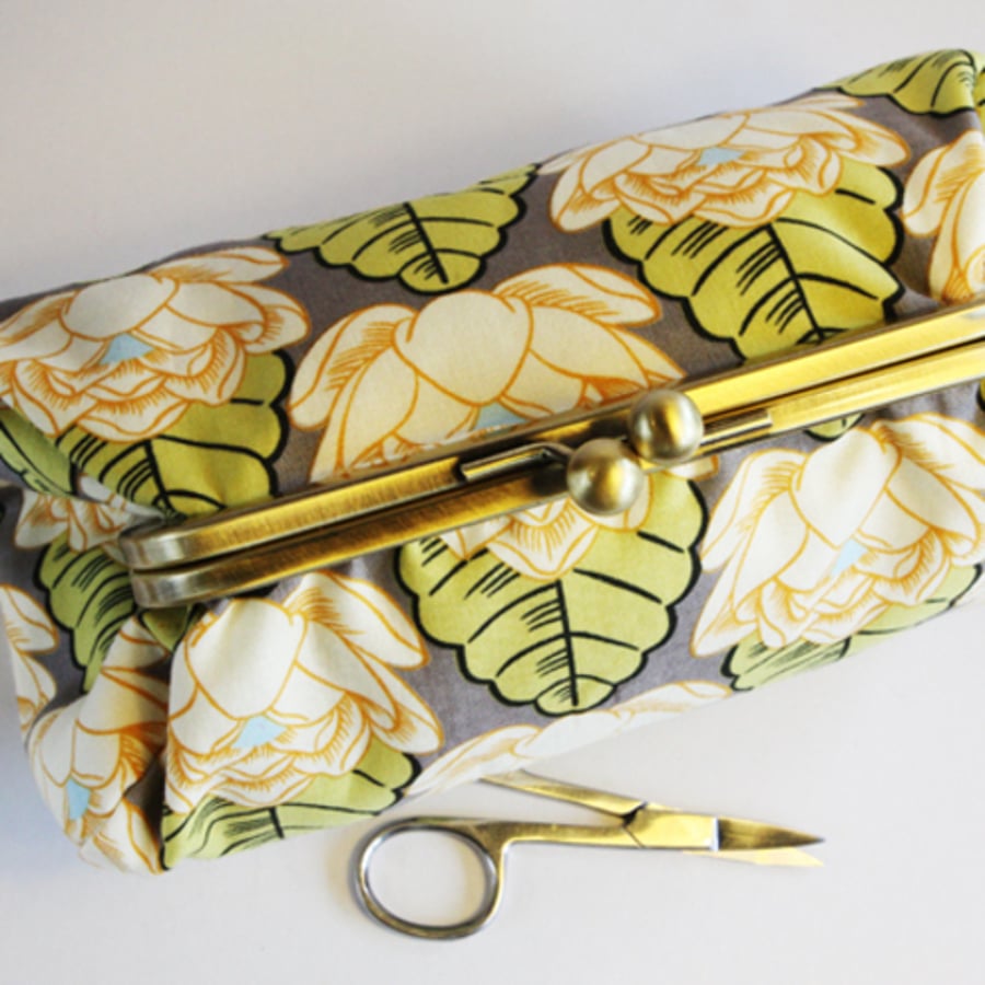 Amy Butler Lotus Flower Clutch Bag / Make up Purse