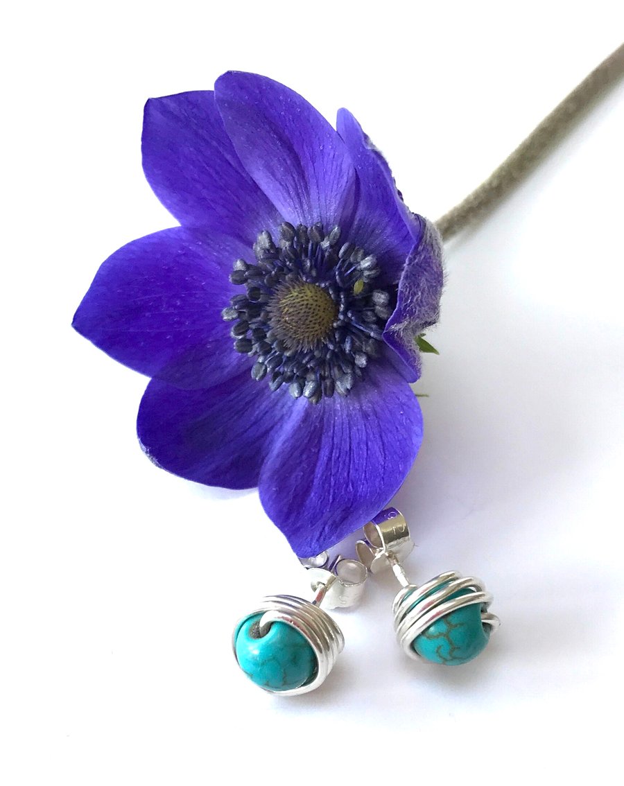 Sterling Silver Turquenite Stud Earrings