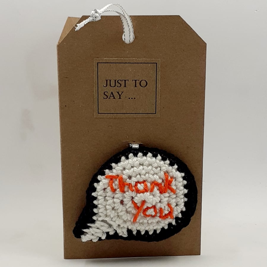 Reserved for Sarah.  Set of Four Crochet Speech Bubble Thank You Cards