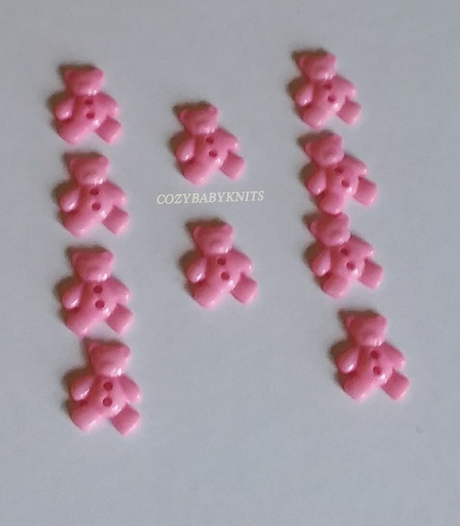Baby pink teddy bear plastic buttons