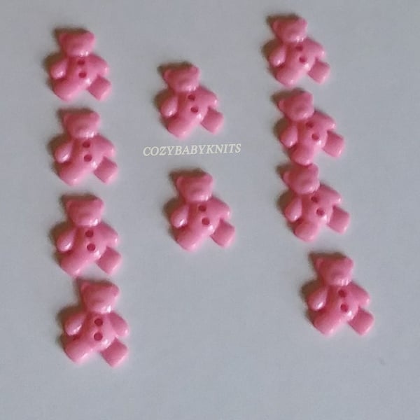Baby pink teddy bear plastic buttons