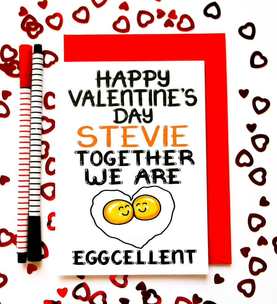 Funny Valentine's Personalised Card, Personalized Egg Valentine's Card