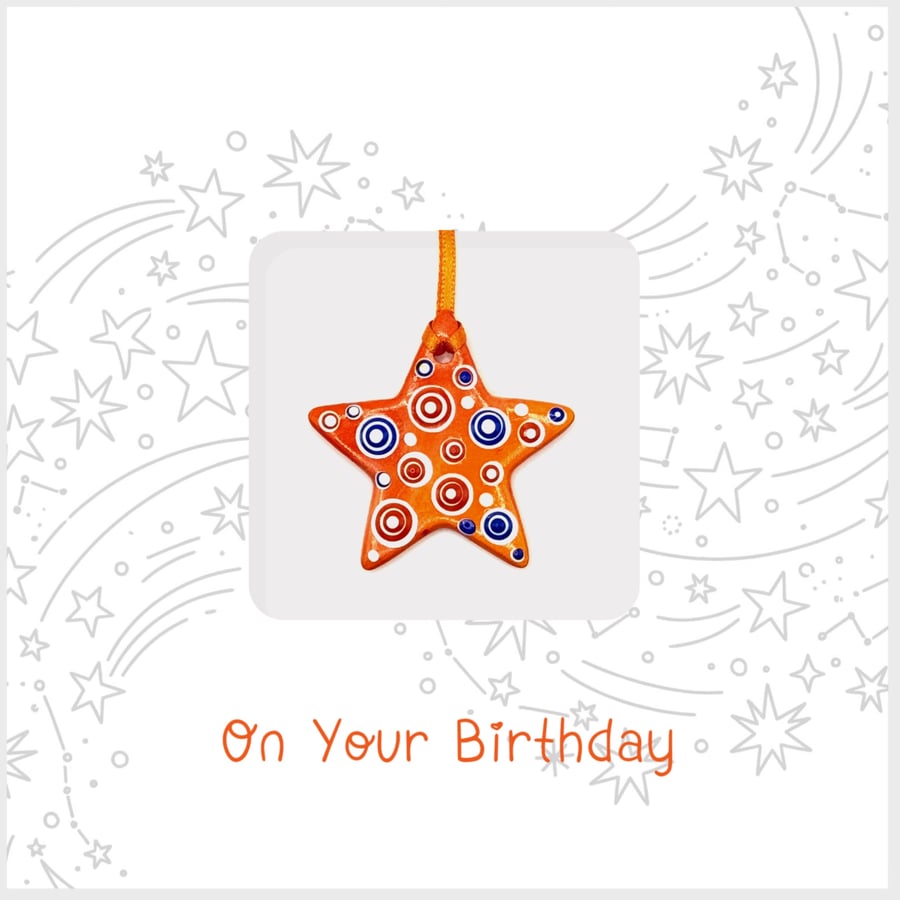 Star Ceramic Birthday Keepsake Card