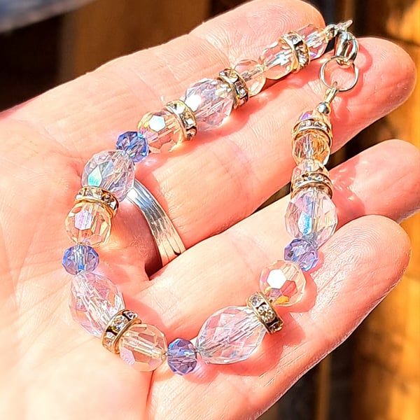 Beautiful crystal gemstone wired bracelet with lobster clasp