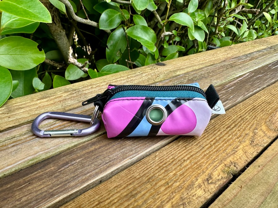 Repurposed Dog Poo Bag Holder - Made From Pool Toy - Pink Purple