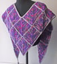 Shawl, Scarf, Wrap, Knitted Handspun Dyed, Purple, Pink & Grey, Merino - Image 3
