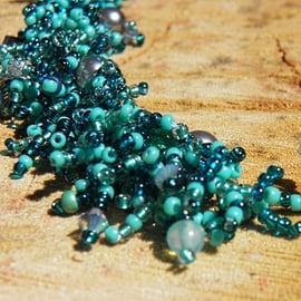 Sea Foam Blue-Green Beaded Seed Bead Bracelet