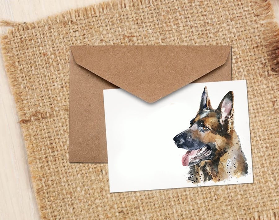 German Shepherd Dog II Art GreetingNote Card.German Shepherd Dog Card,German She