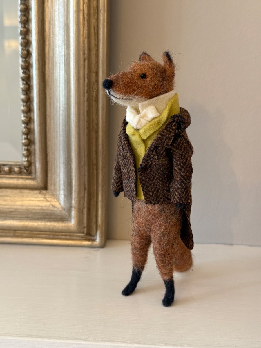 Needle felted gentleman fox in country clothing