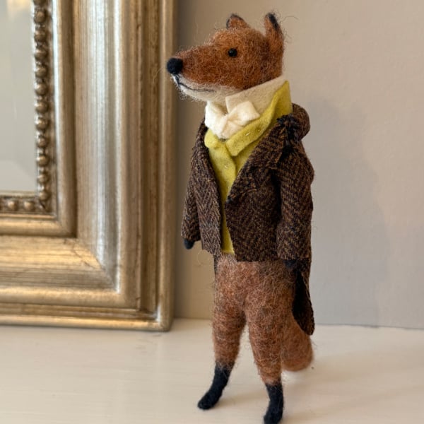 Needle felted gentleman fox in country clothing