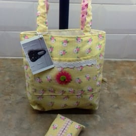 Little girls lady bird tote bag with matching tissue holder