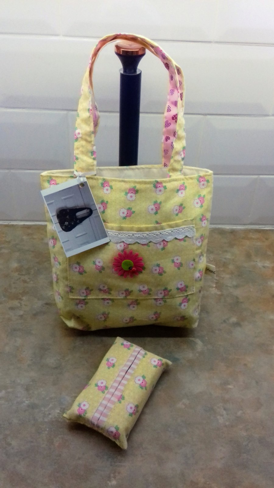 Little girls lady bird tote bag with matching tissue holder