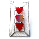 Love Heart Trio 3 Stained Glass Suncatcher Red