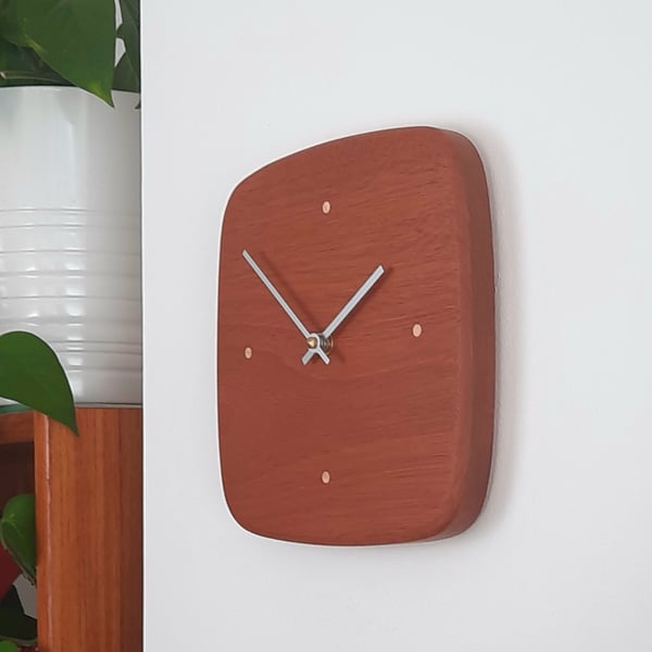 Glas Wall Clock Small - Brazilian Mahogany (Reclam.) & Maple Dots