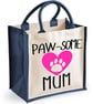 Paw-some Mum Midi Jute Shopper Lunch Bag Mothers Day Birthday Christmas  - Image 2