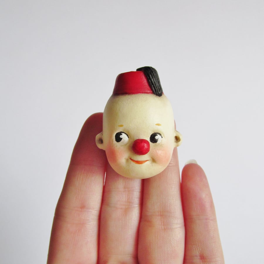 Dottie Dollie Cutie the Kewpie Clown in a Fez Brooch