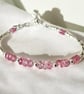 Pink Topaz Heart Charm Bracelet with Adjustable Slider Clasp - Image 2
