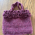 Small frilly crochet handbag, cute and pretty, ideal for holding a few essential